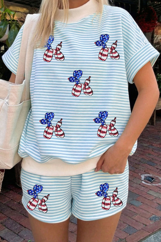 Patchwork Cotton Lounge Set Patriotic Boutique Stripe