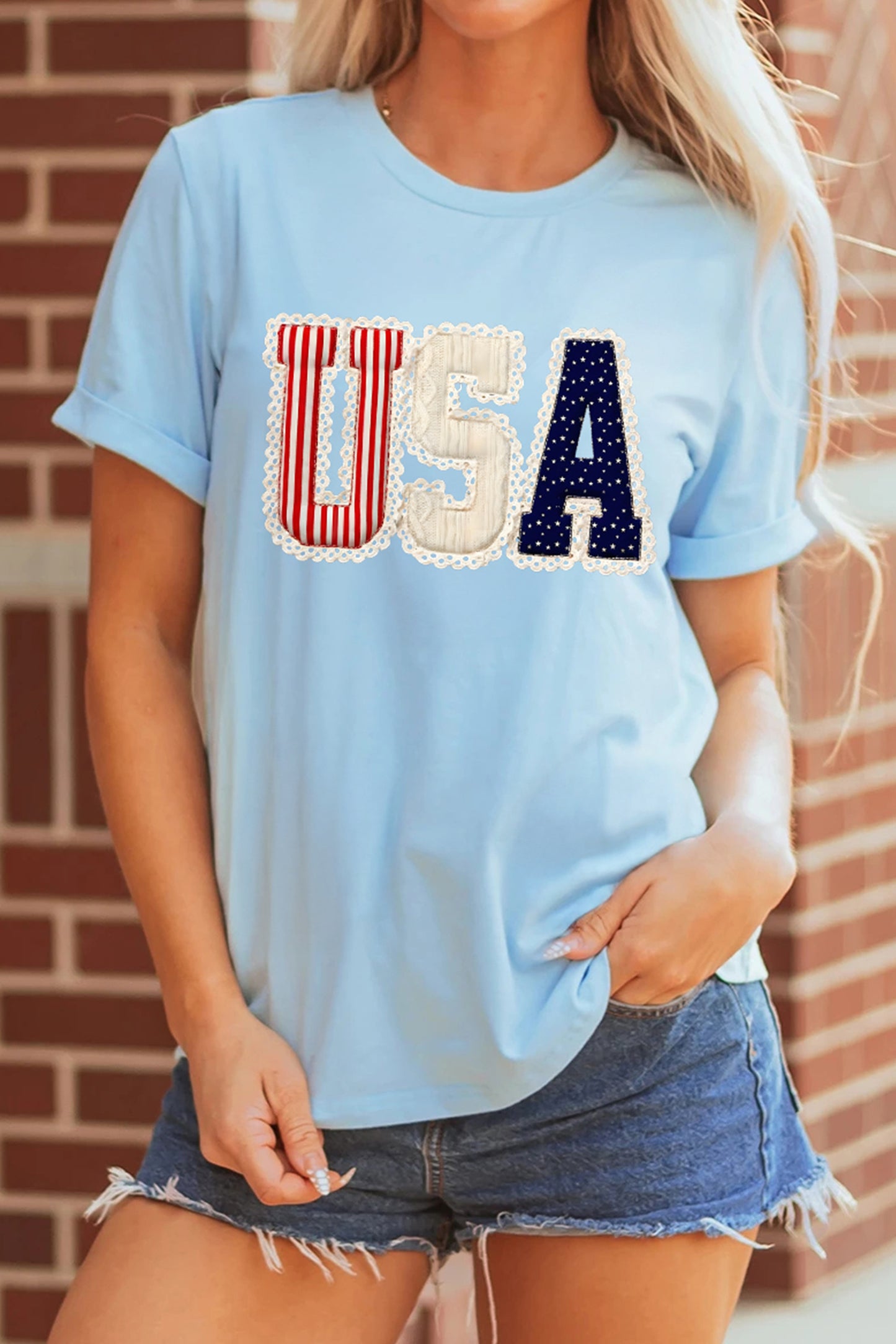 Slogan Graphic USA Patriotic Cotton Tee