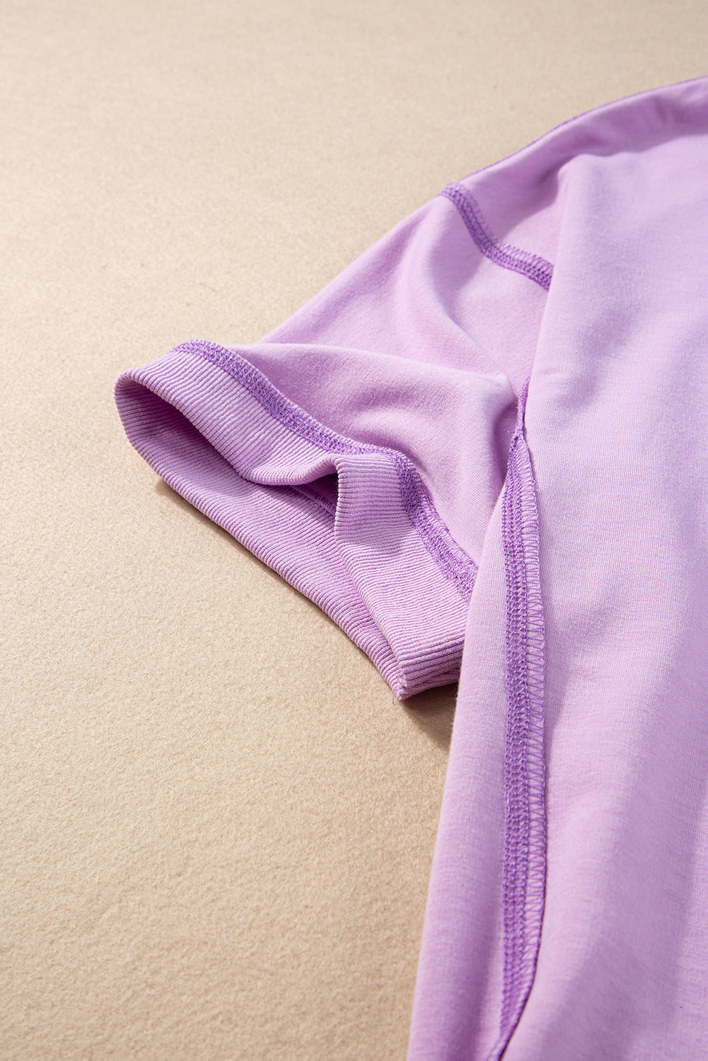 Orchid Petal Oversized Exposed Stitching High Low Half Sleeve Top