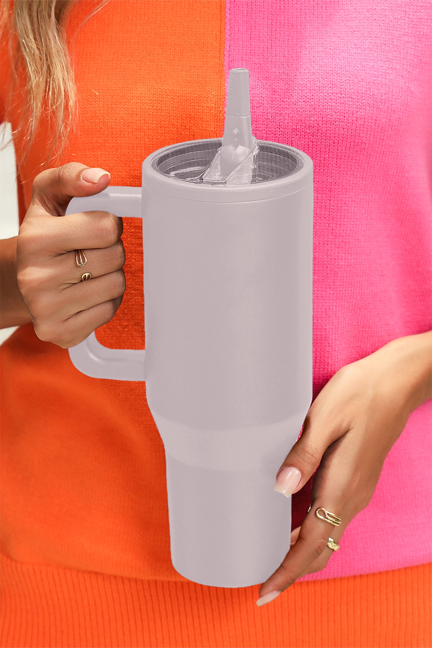 Large Frosted Vacuum Tumbler with Straw and Lid 40oz