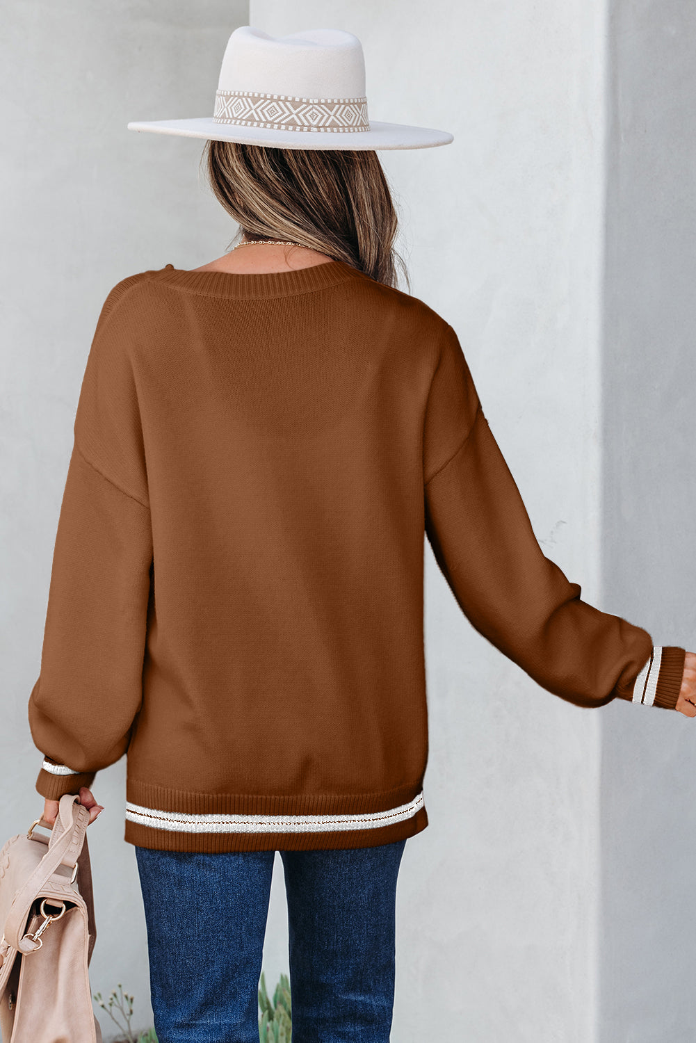 White See You Cowboy Embroidered Western Graphic Sweater