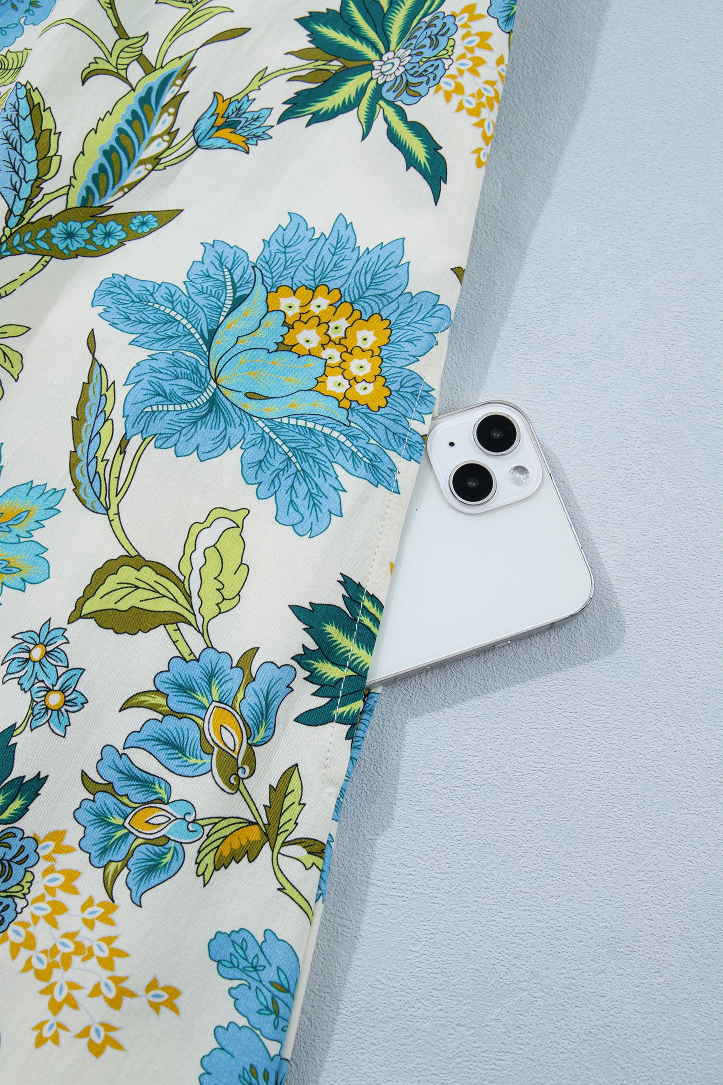 Beige Floral Print V Neck Triple Ruffle Short Sleeve Shift Mini Dress