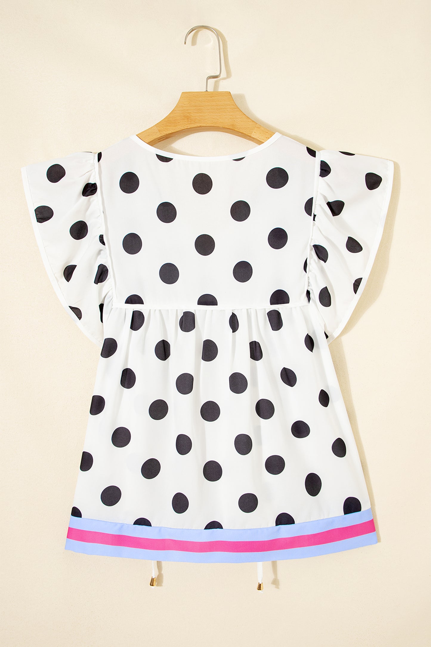 Polka Dot Chiffon Blouse Boho Babydoll Flutter Top