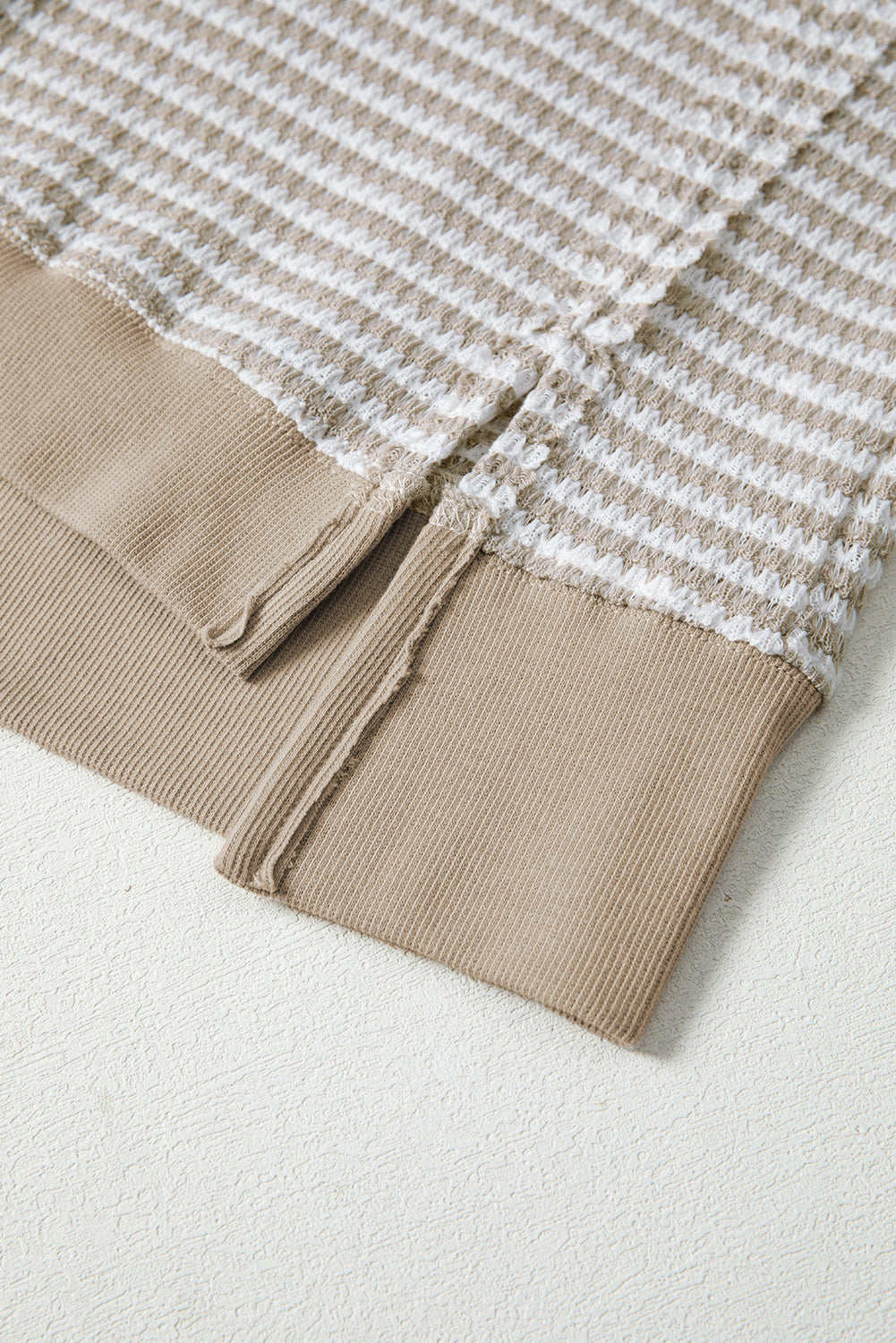 Red Stripe Ribbed Trim Drop Shoulder Long Sleeve Oversize Top