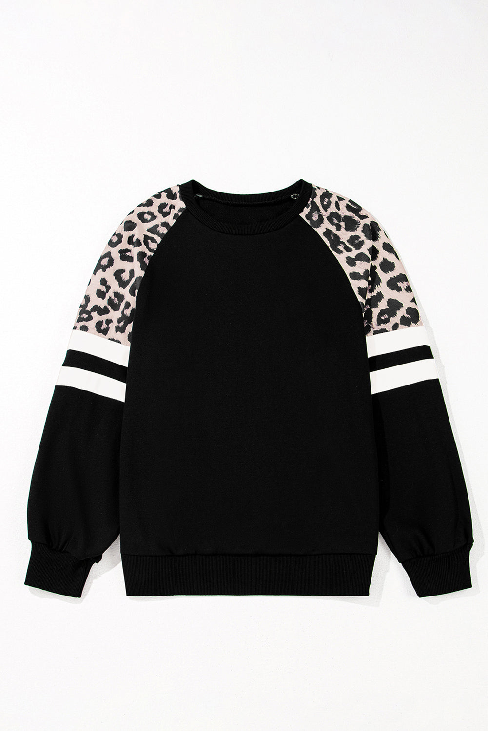 Leopard Print Colorblock Raglan Sleeve Sweatshirt