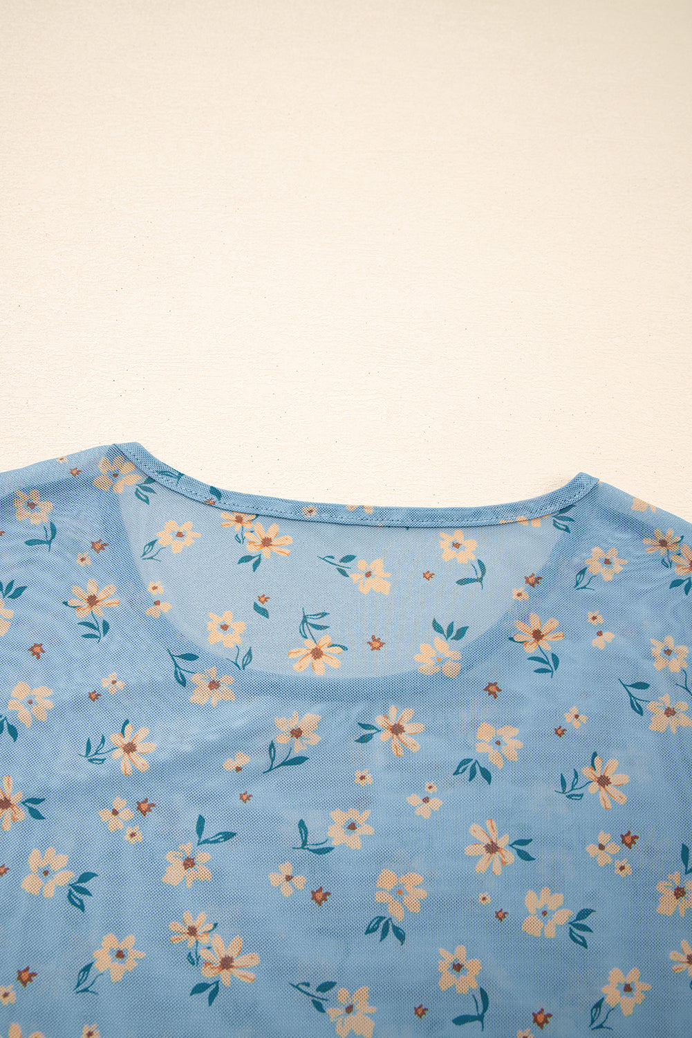 Laurel Green Vintage Floral Print Southern Style Mesh Long Sleeve Top