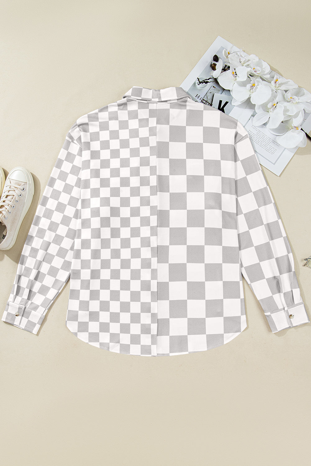 Khaki Checkered Buttoned Down Casual Western Jacket
