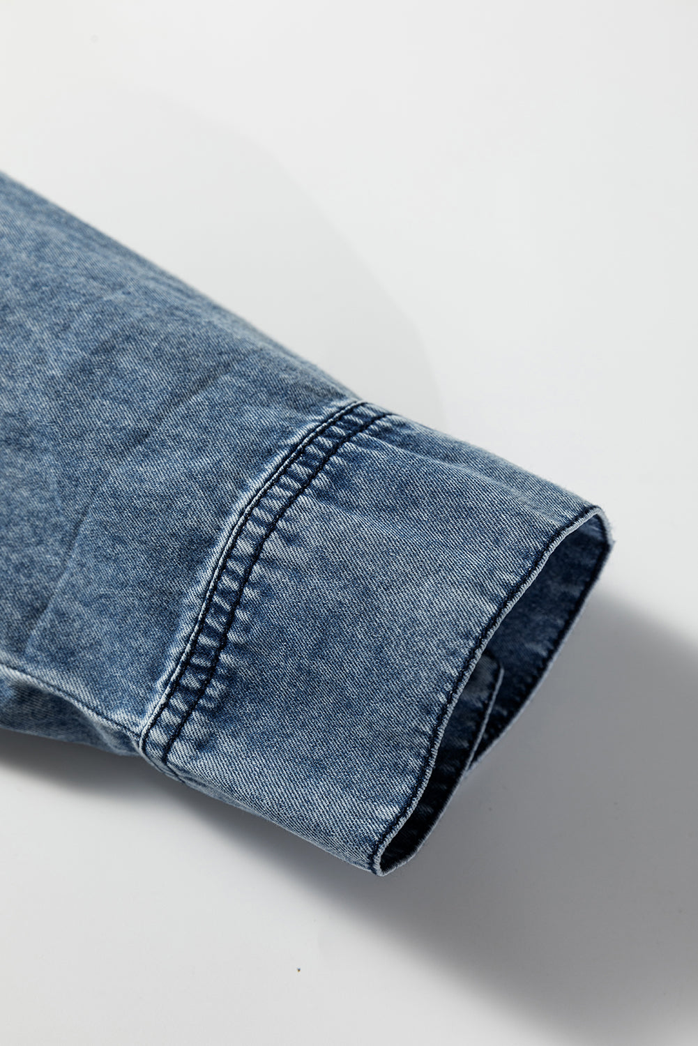 Beau Blue Chest Pocket Raw Hem Denim Loose Shirt Dress