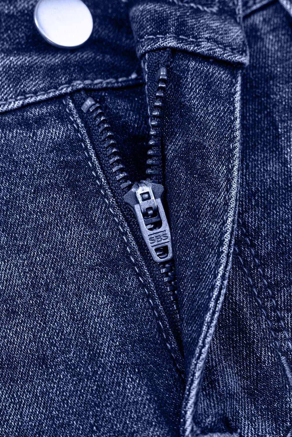 Real Teal Folded Cuffs Distressed Straight High Waist Jeans