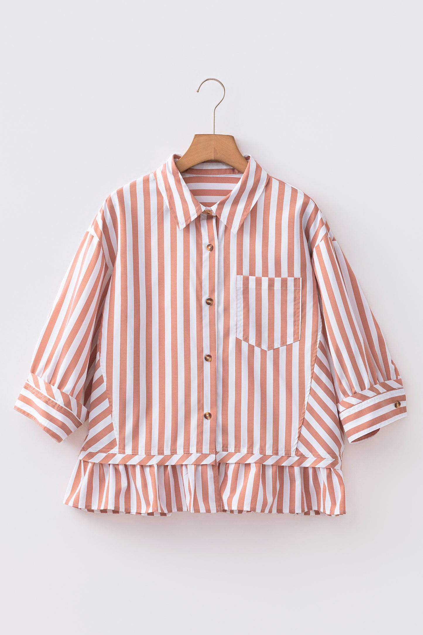 Striped Blouse Casual Peplum Boutique Shirt