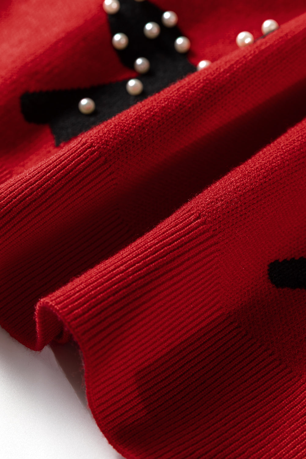 Pearl Embellished Bow Pattern Loose Sweater