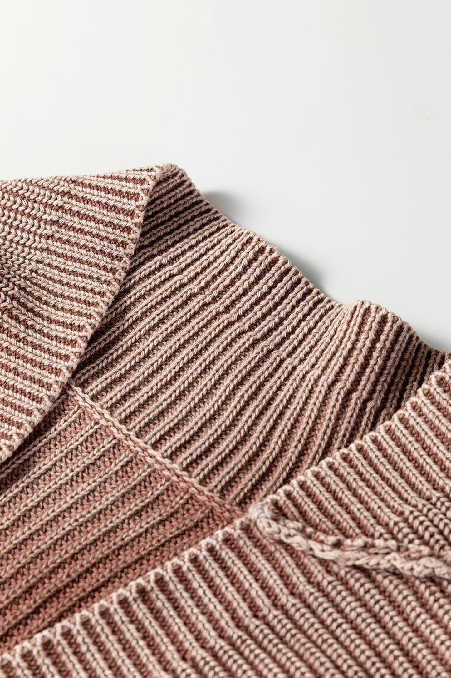 Chestnut Mineral Wash Exposed Seam Patchwork Knit Open Sweater Cardigan