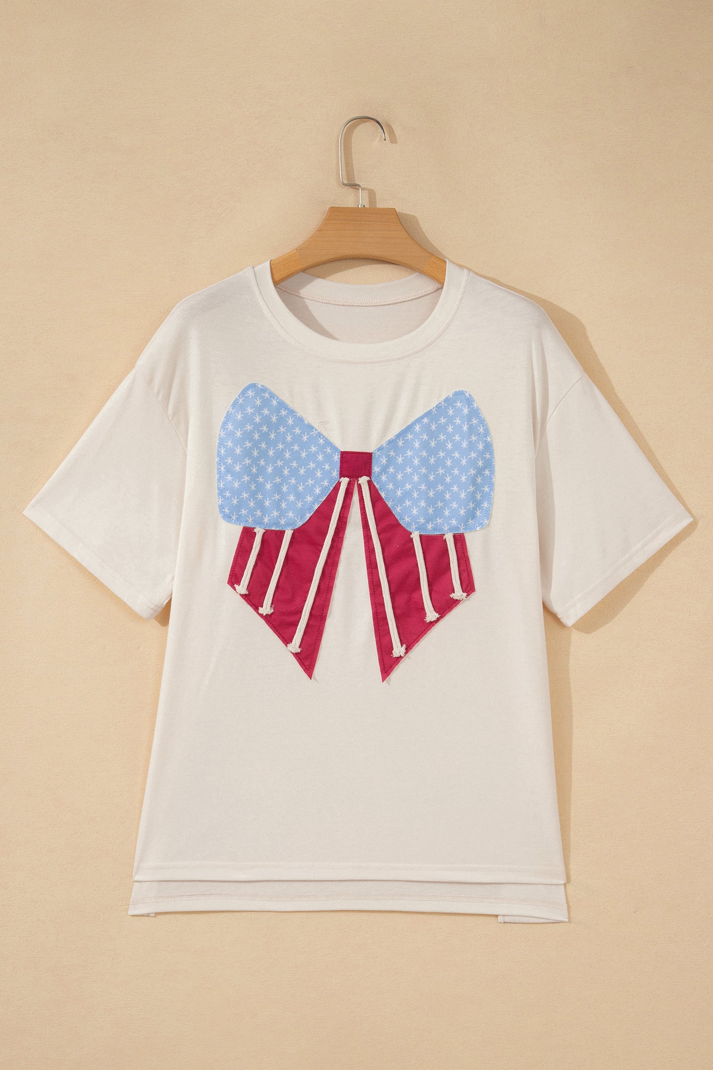 Patchwork Polyester Tee Casual Shift Short Sleeve