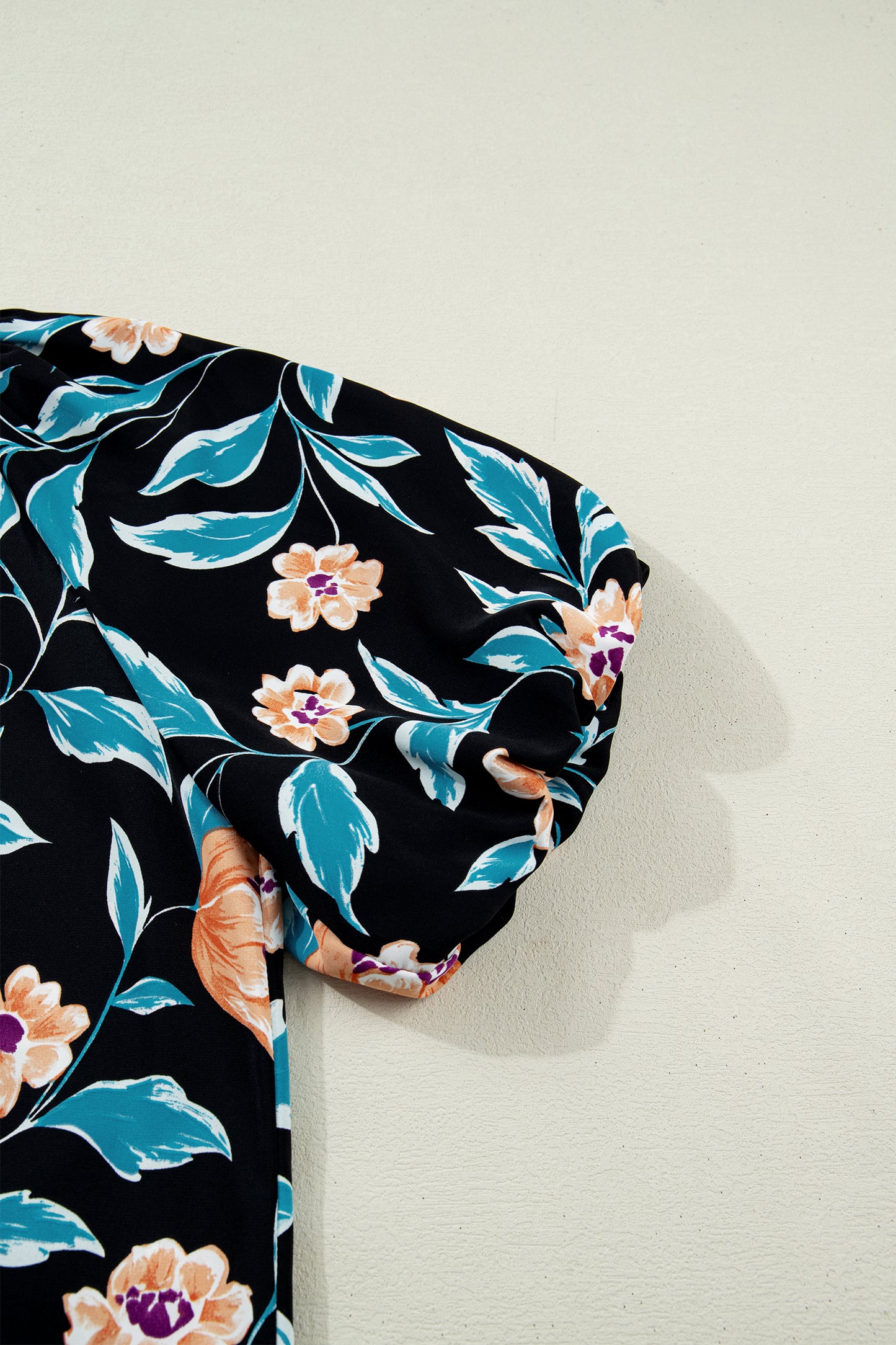 Floral V Neck Blouse Tropical Boutique Puff Top