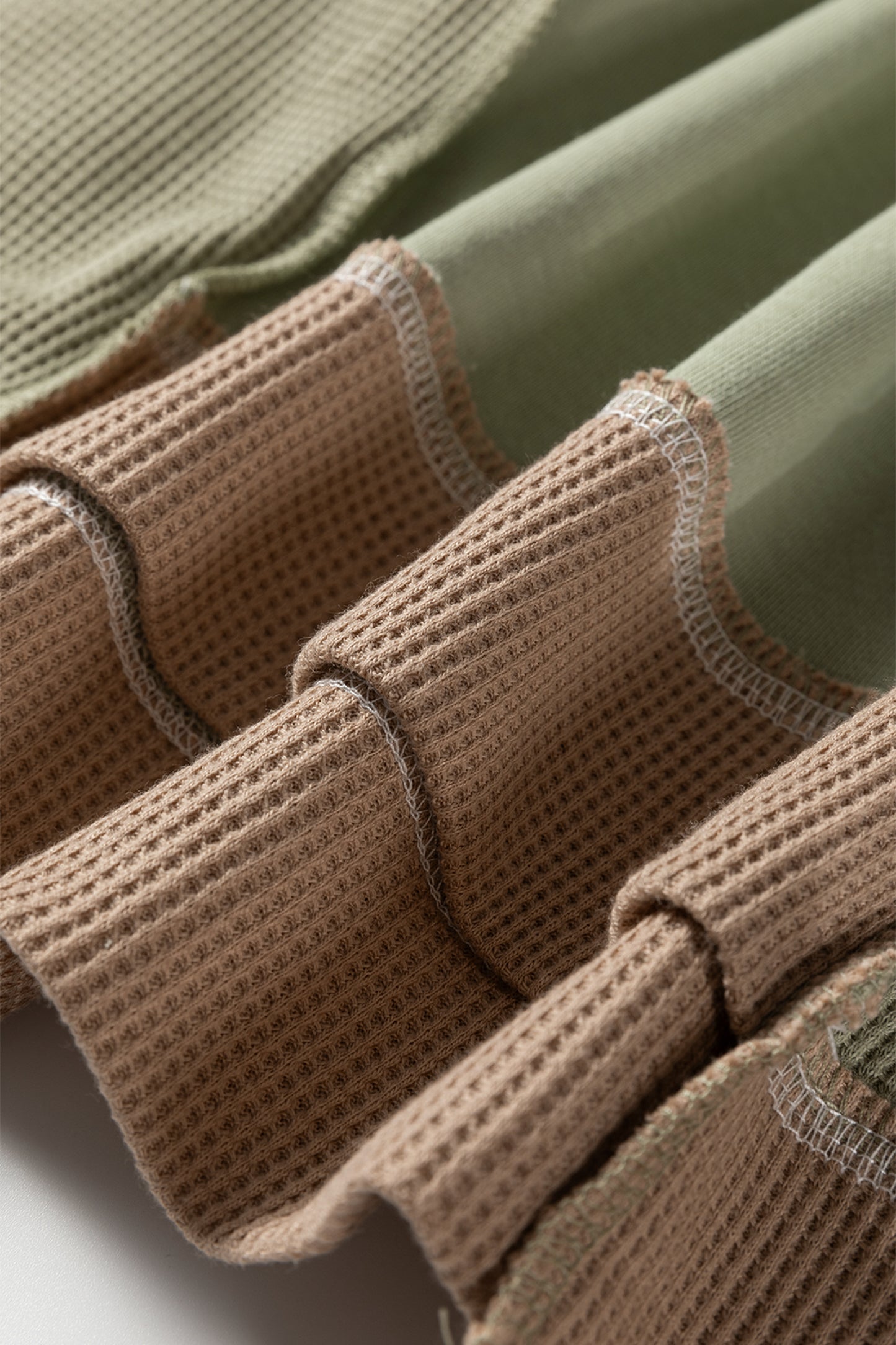 Color Block Mix Texture Waffle Patchwork Oversize Sweatshirt