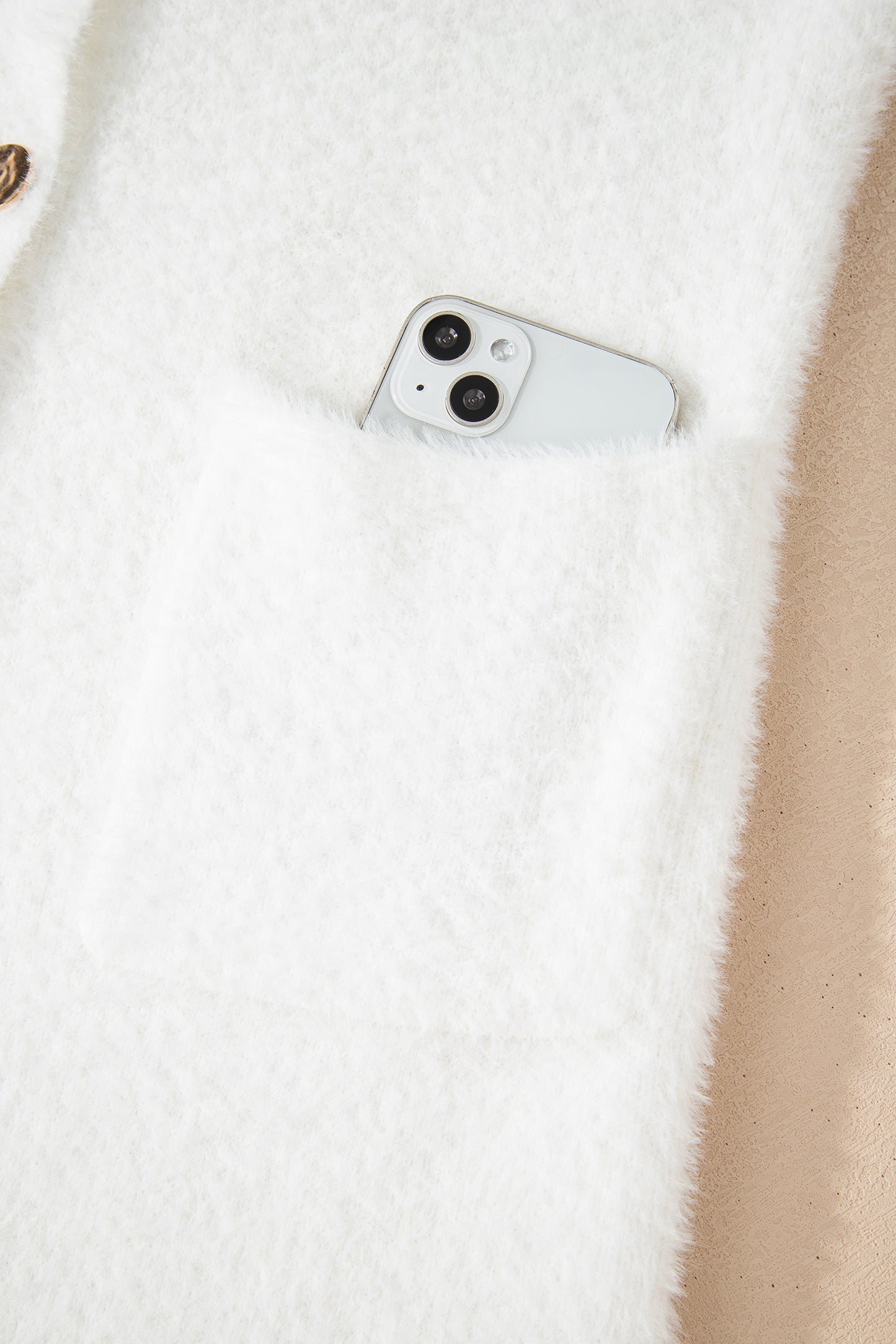 Smoke Gray Fuzzy Buttoned Front Midi Solid Cardigan