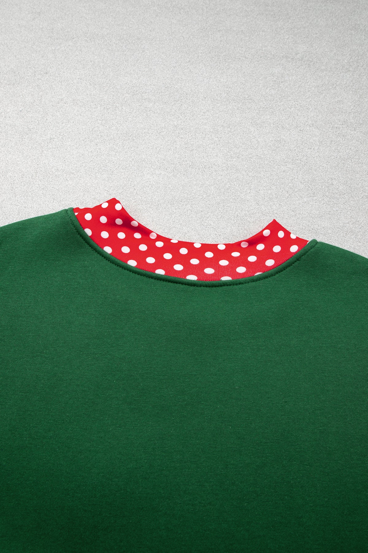 Red Polka Dot Patchwork Round Neck Plus Size Sweatshirt