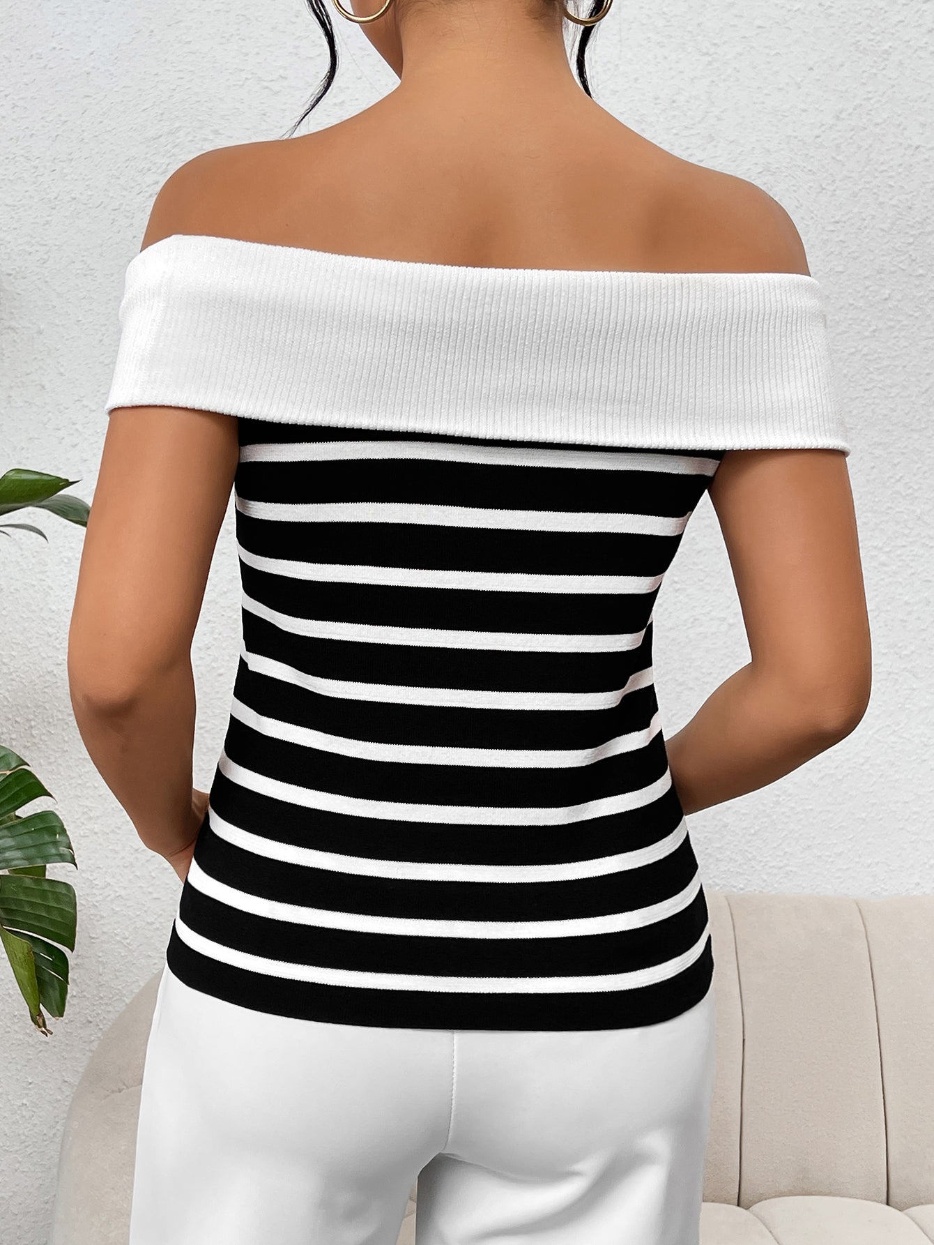 Long Sleeve Striped Pullover Women's Knit Sweater