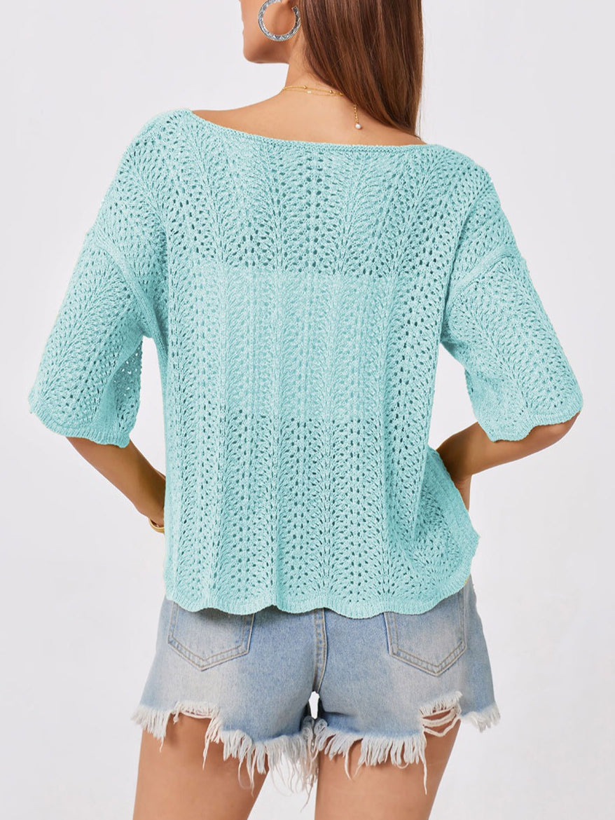 Crochet Knit Hollow Out Top Loose Summer Sweater