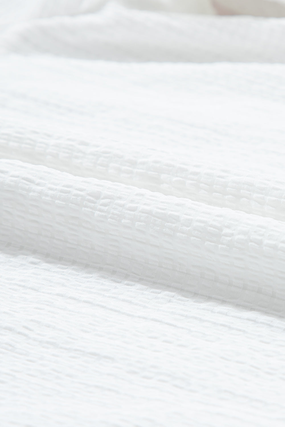 Solid Color Floral Embroidered Puff Sleeve Notched Neck Blouse