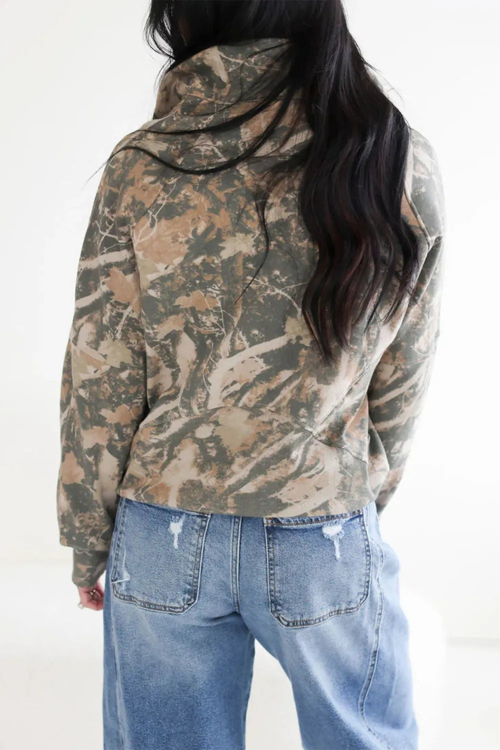Multicolour Abstract Print Hooded Long Sleeve Zip-up Sweatshirt