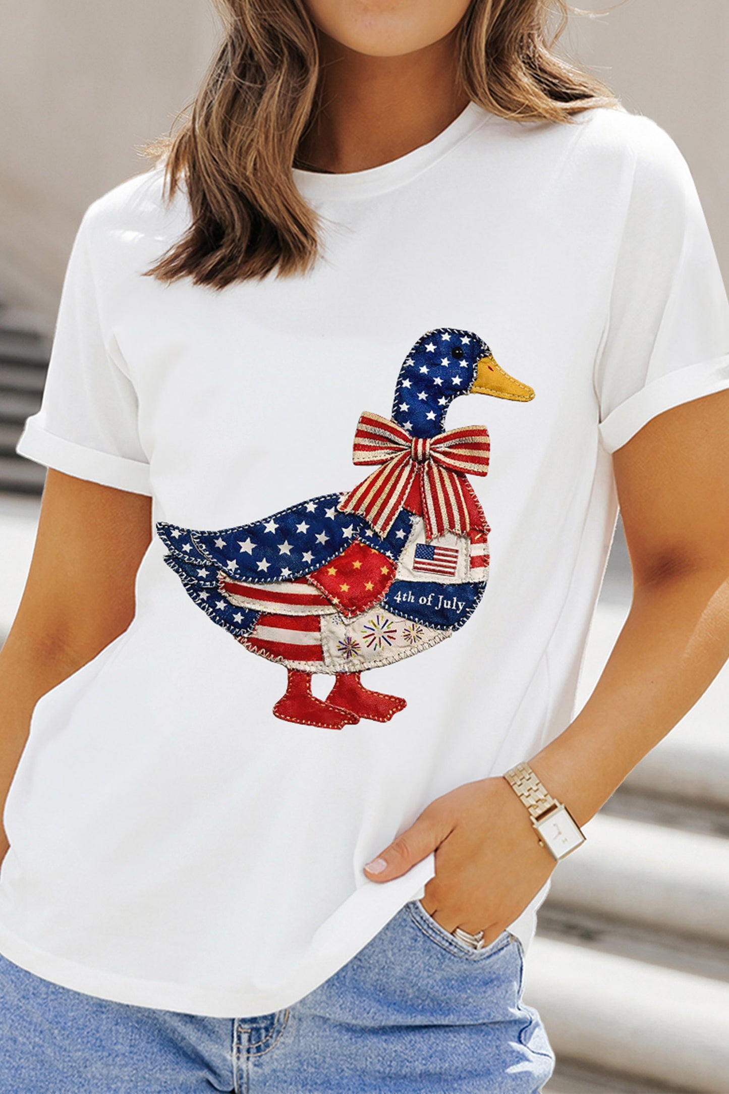 Star Cotton Blend Graphic Tee Patriotic Boutique