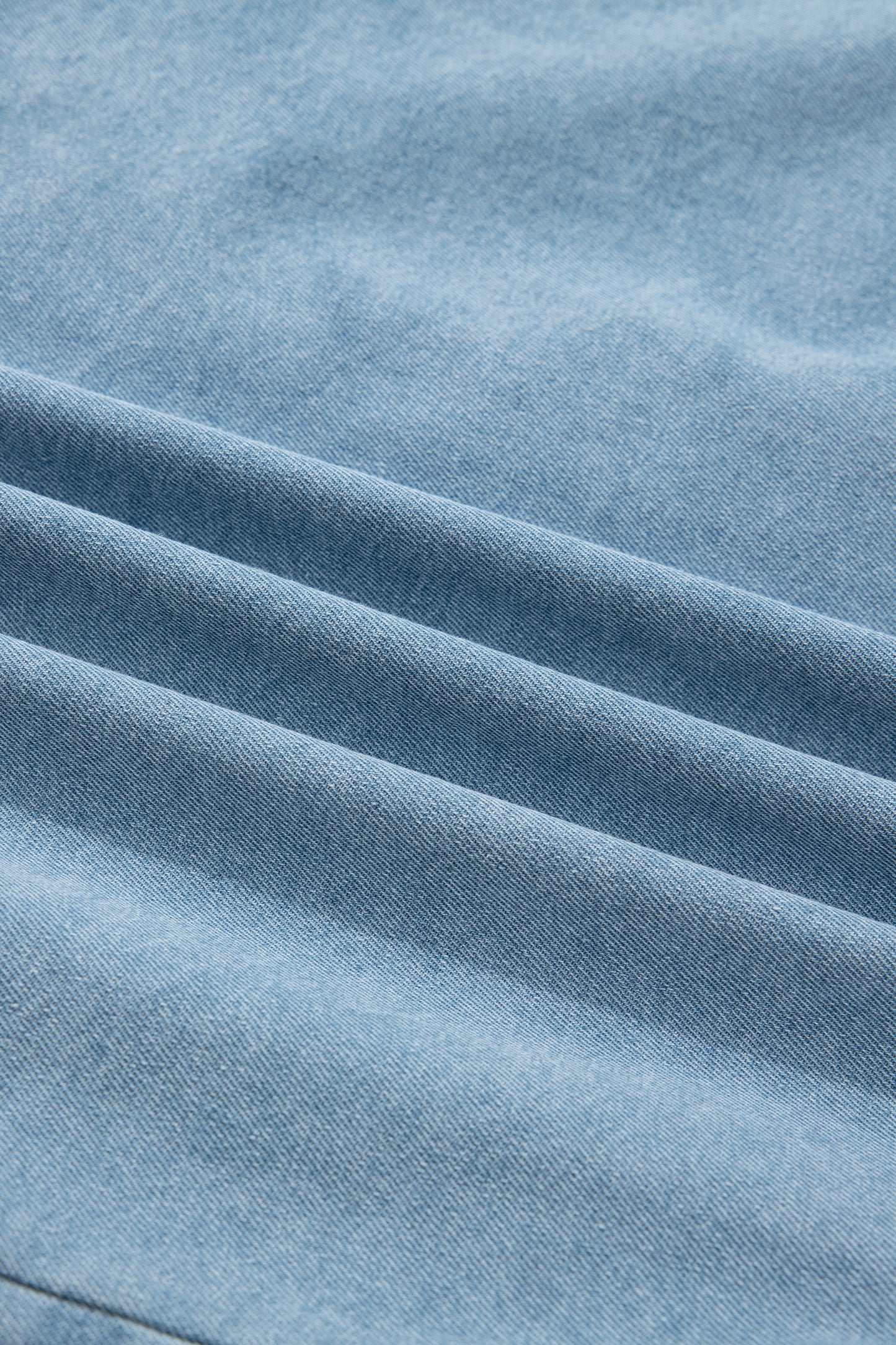 Myosotis Ruffle Detail Short Puff Sleeve Button Down Flap Pocket Denim Shirt