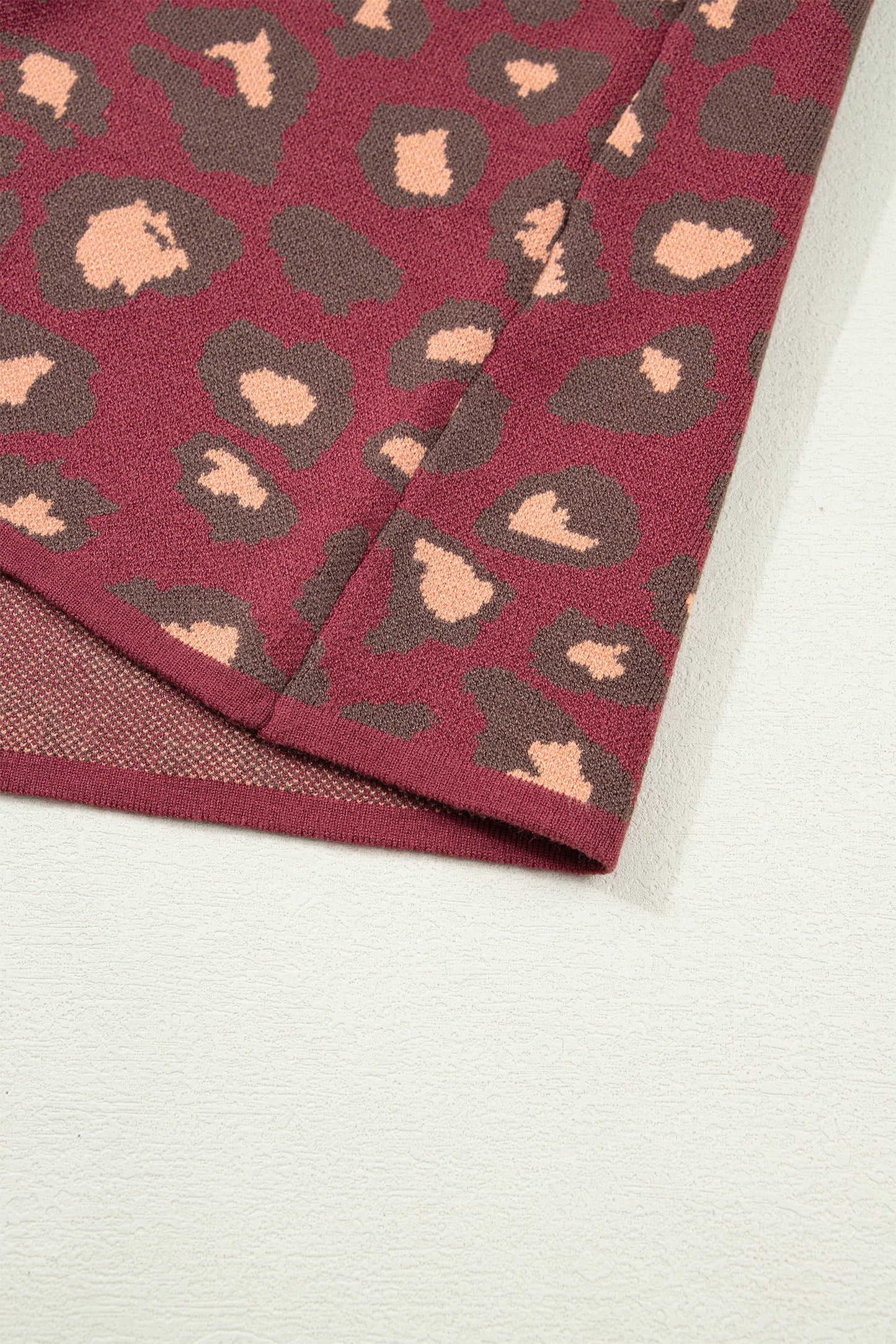 Red Leopard Print Cap Sleeve Knitted Top