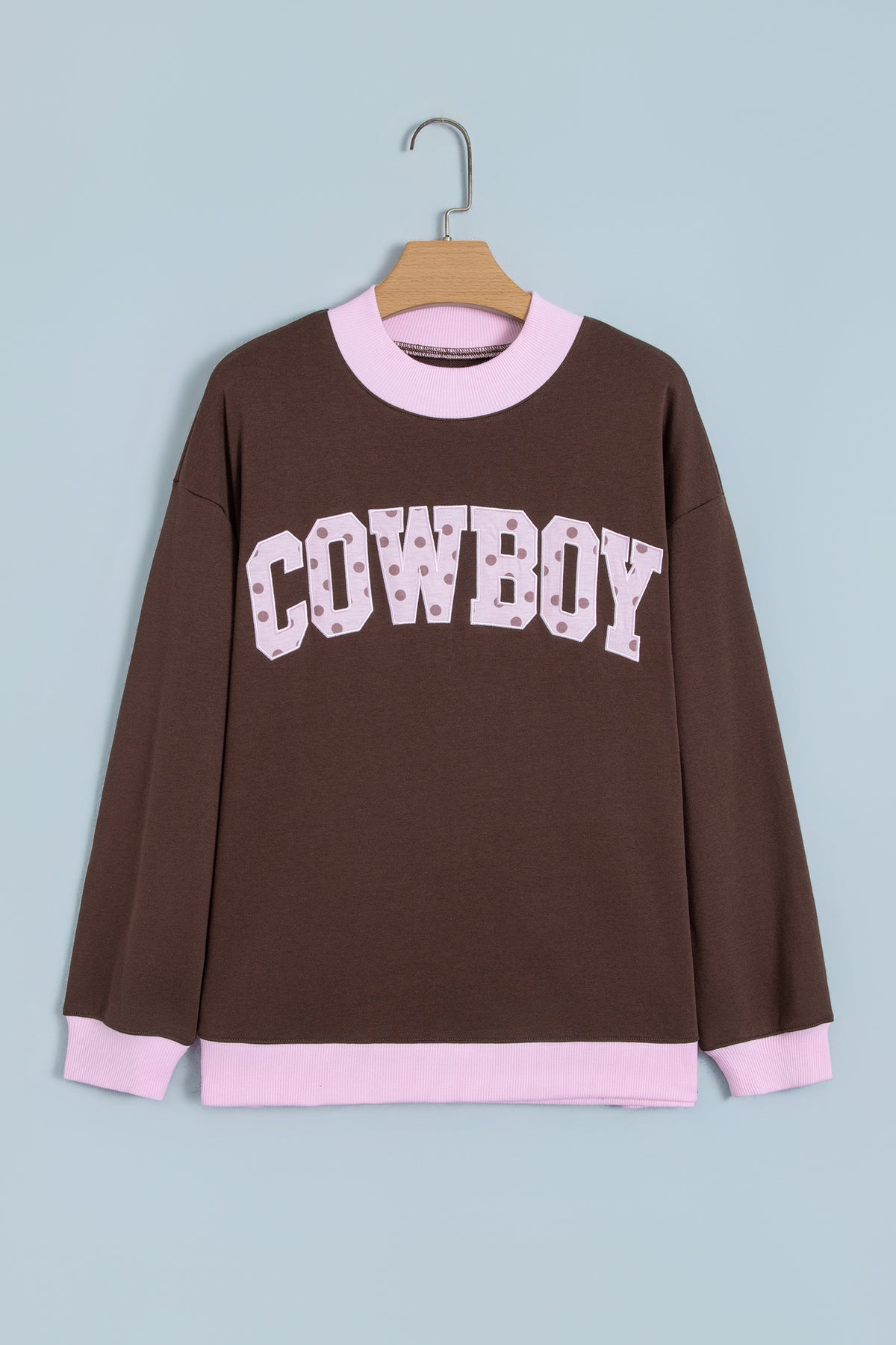 Coffee Polka Dot Letter Graphic Colorblock Tunic Sweatshirt