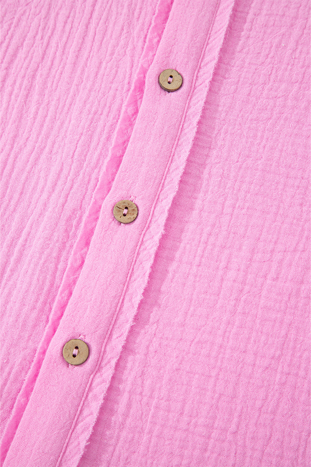 Bonbon Mineral Wash Textured Ruffle Trim Short Sleeve Shirt