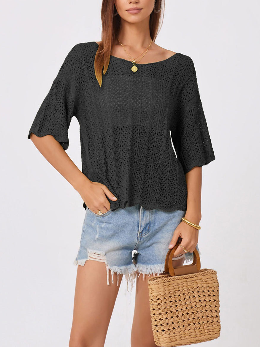Crochet Knit Hollow Out Top Loose Summer Sweater