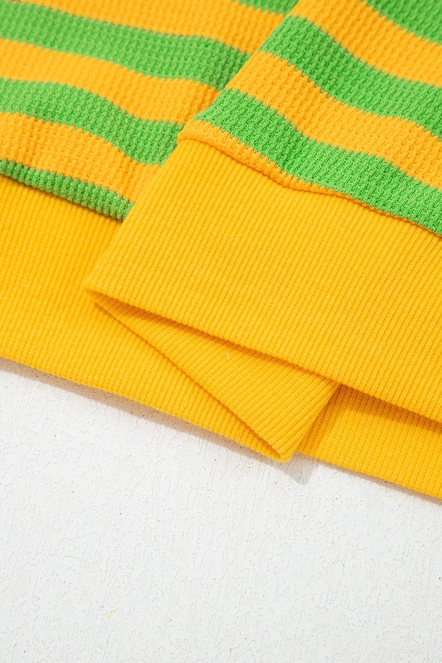 Green Stripe Puff Short Sleeve T Shirt Matching Shorts Set