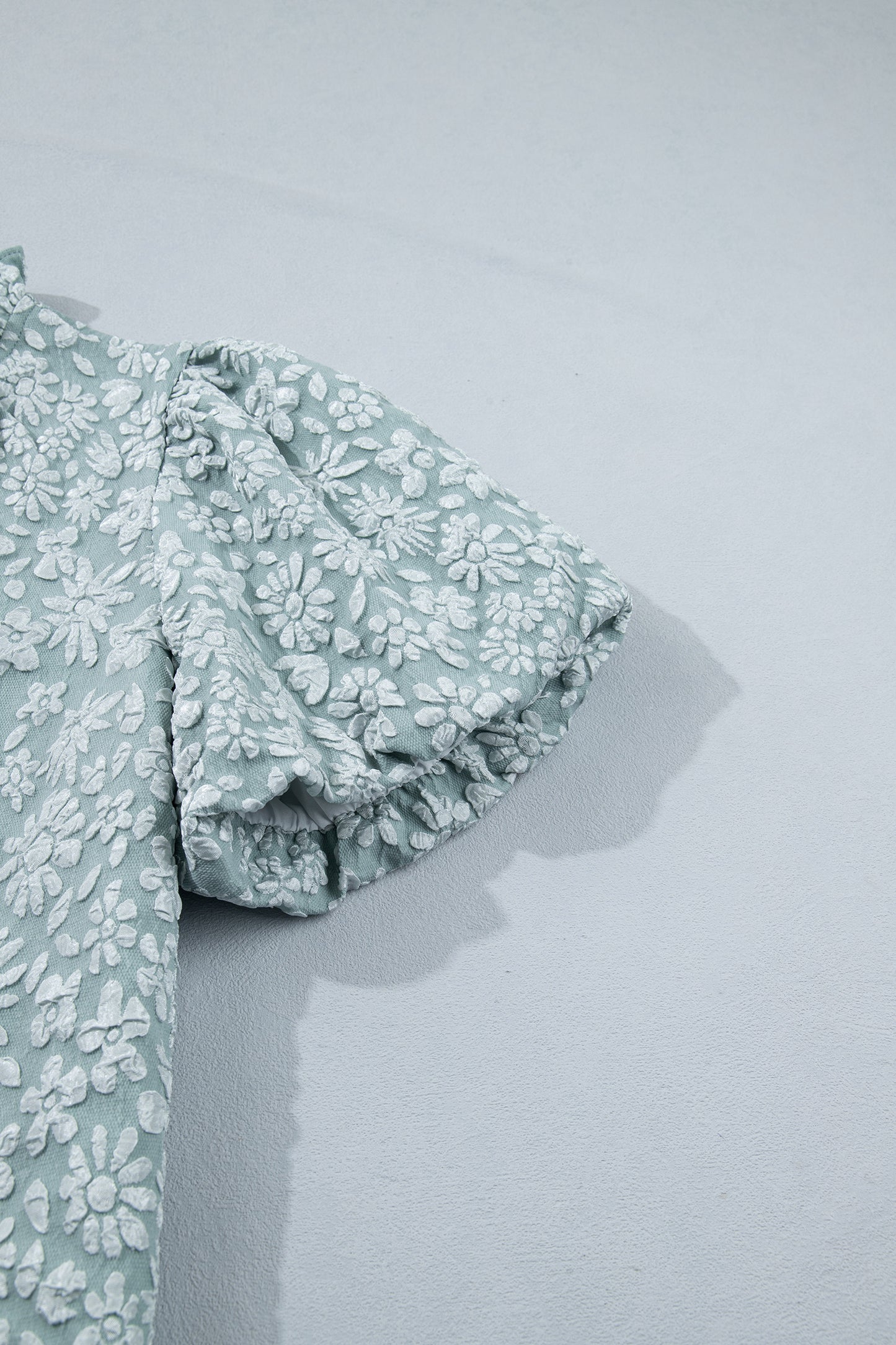 Floral Jacquard Western Blouse Puff Sleeve Top