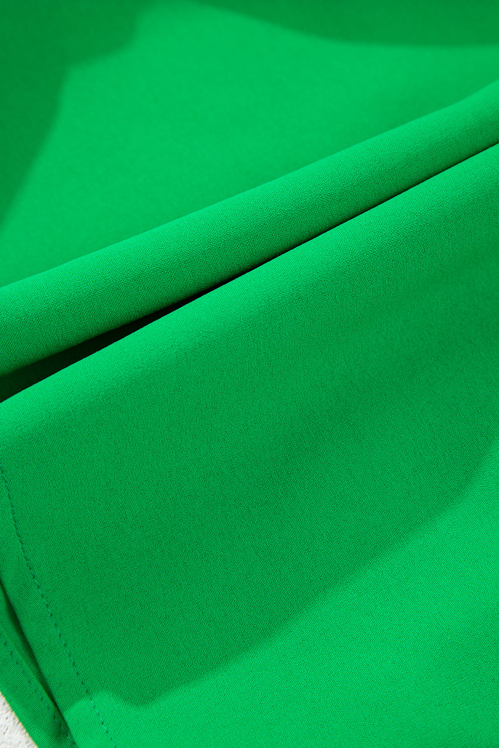 Bright Green Double Ruffle Sleeve Split V Neck Peplum Blouse