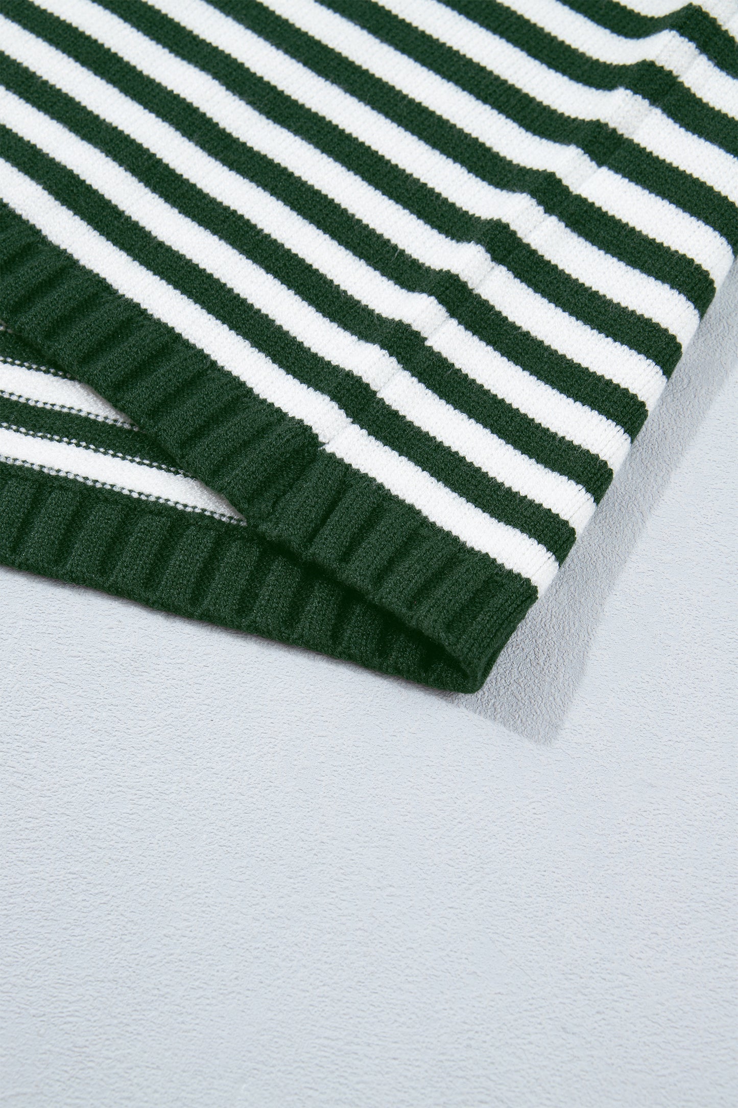 Striped Button Placket Drop Shoulder Long Sleeve Sweater