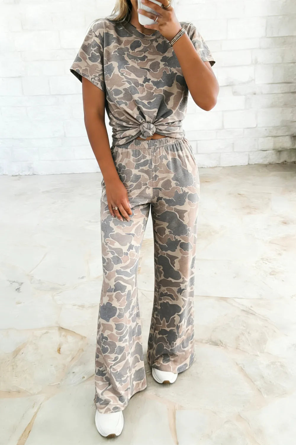 Multicolour Camouflage Tee Pants Set