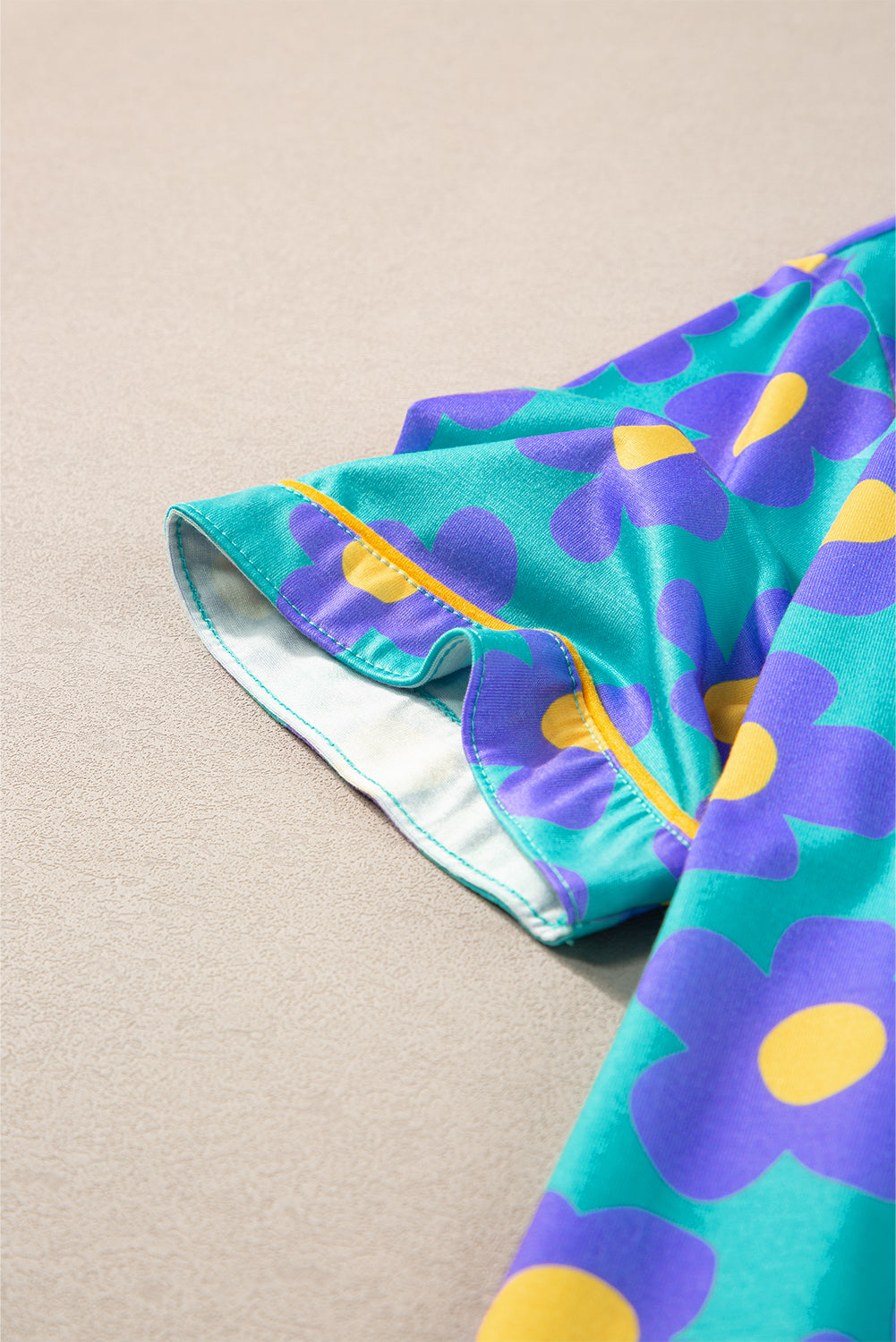 Loose and comfortable Flower Print Short Sleeve Shirt Pajamas Set