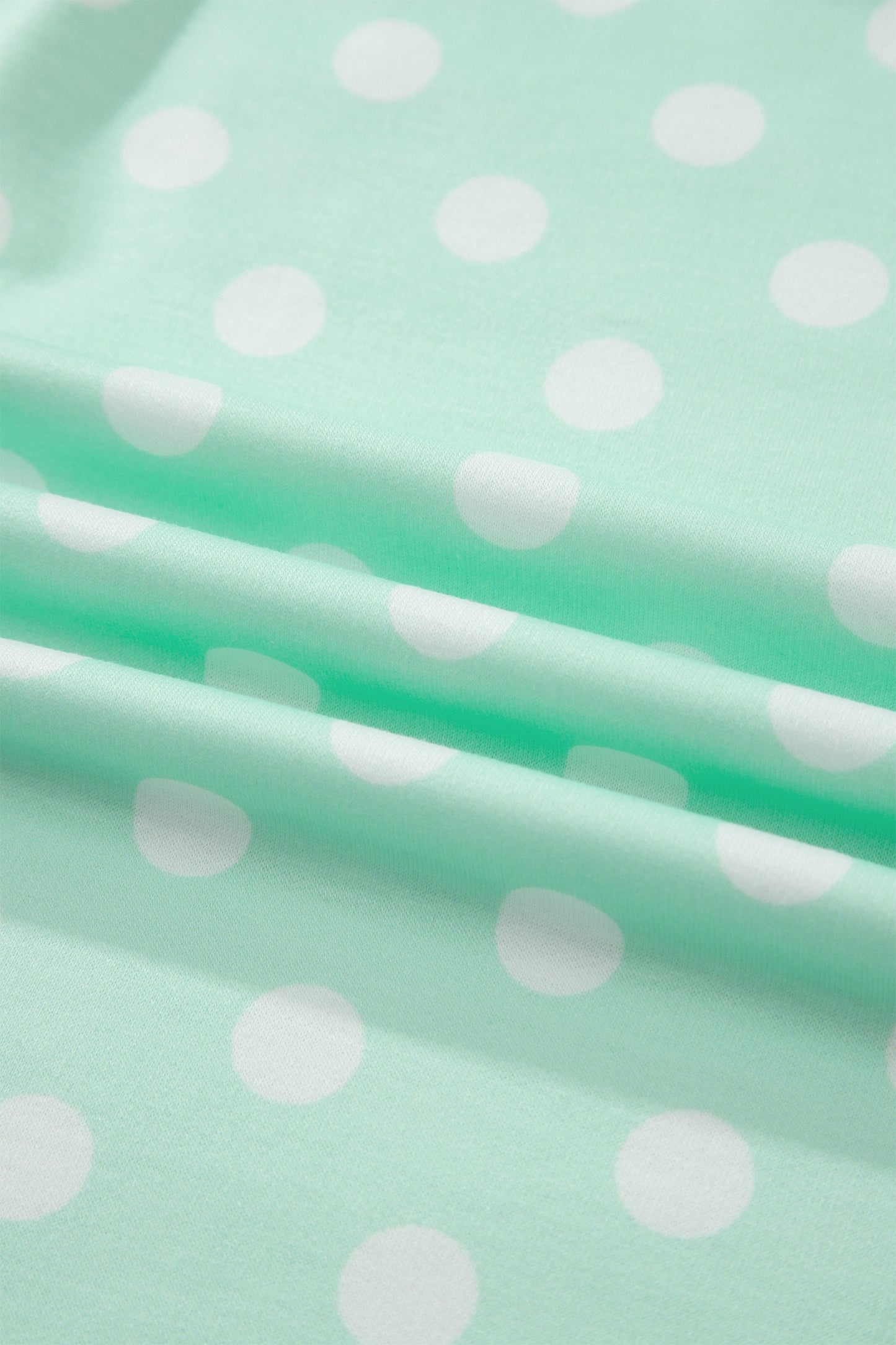 Sky Blue Polka Dot Print Color Block Trim Mock Neck Short Set
