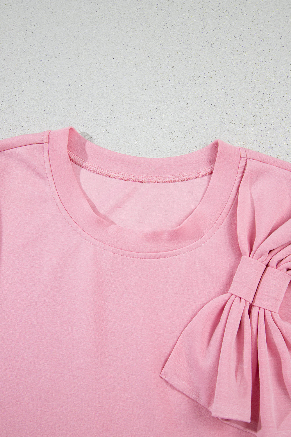 Pink Bow Applique Half Sleeve T-shirt