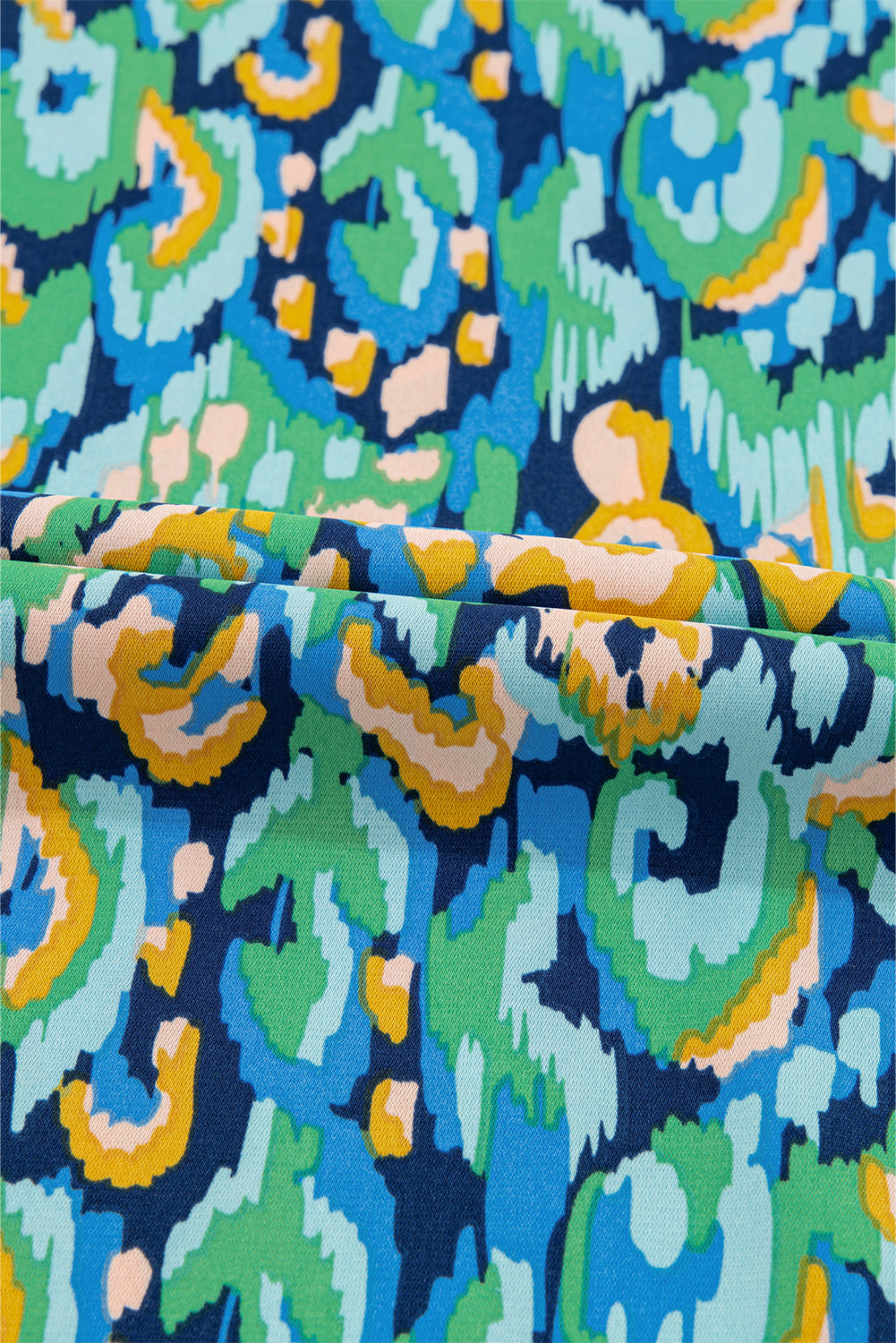 Pink Abstract Print V Neck Half Sleeve Loose Fit Tunic Blouse