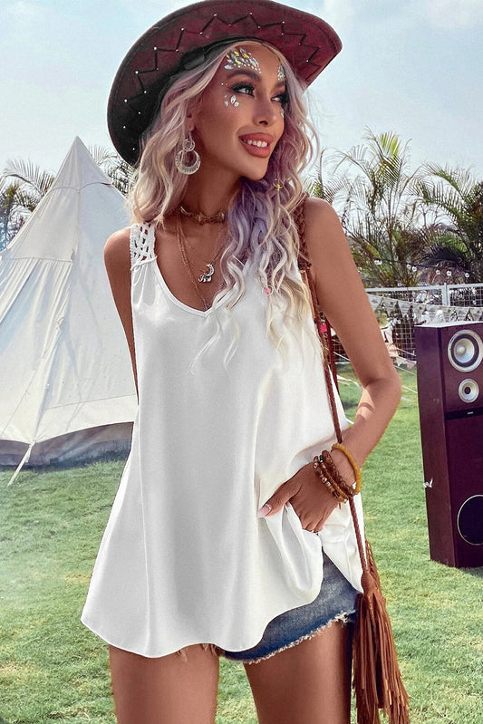 Women's Bohemian Crochet Patchwork Sleeveless Tunic