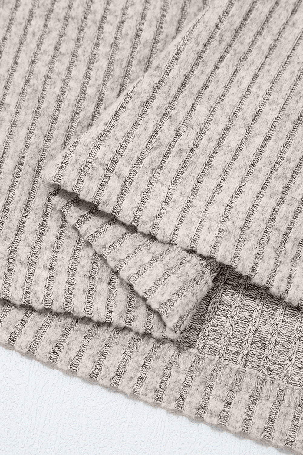 Gray Morn Ribbed Short Sleeve V Neck Colorblock Bow Back Top