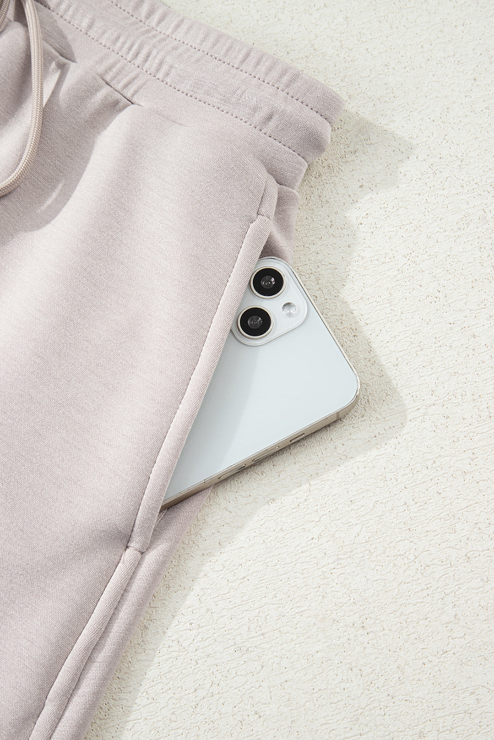 Jet Stream Solid Color Drop Shoulder Pullover Drawstring Mini Skirt 2pcs Outfit