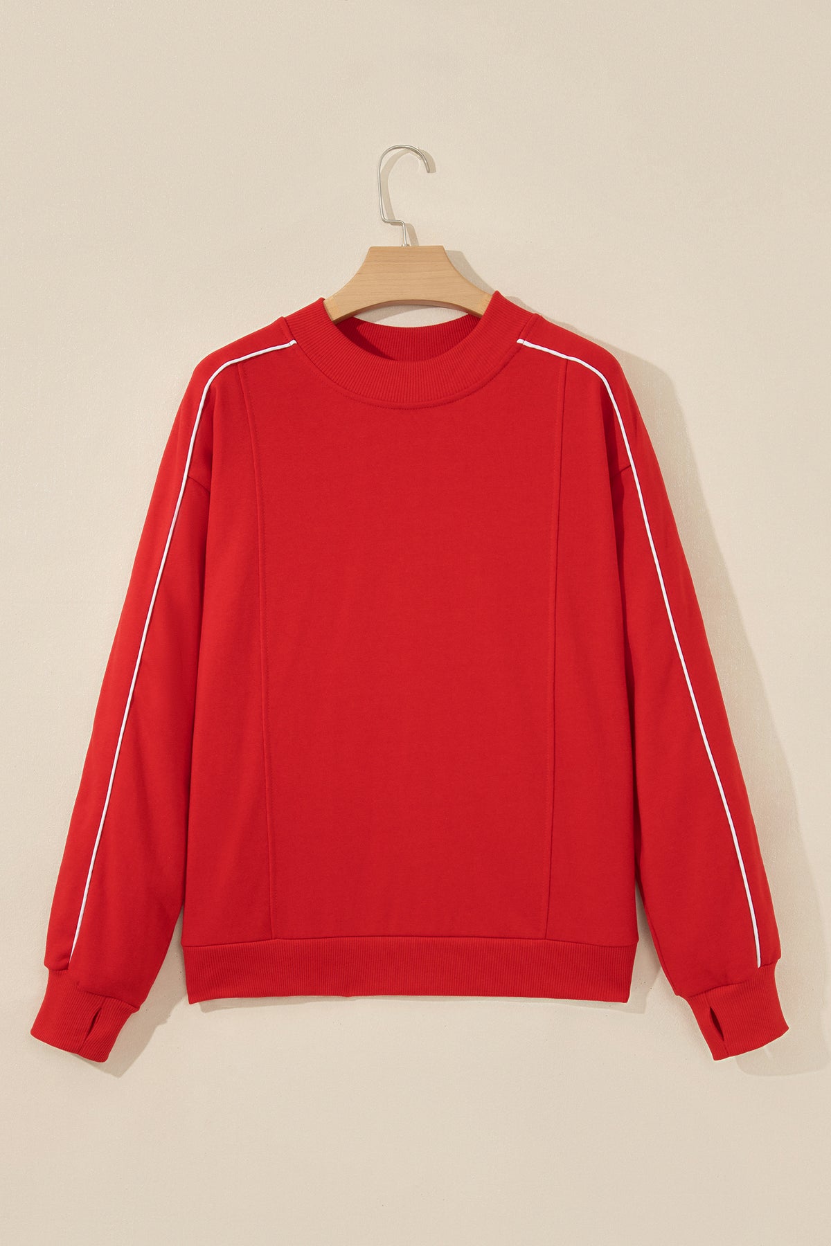 Fiery Red Stand Neck Long Sleeve Regular Fit Sweatshirt