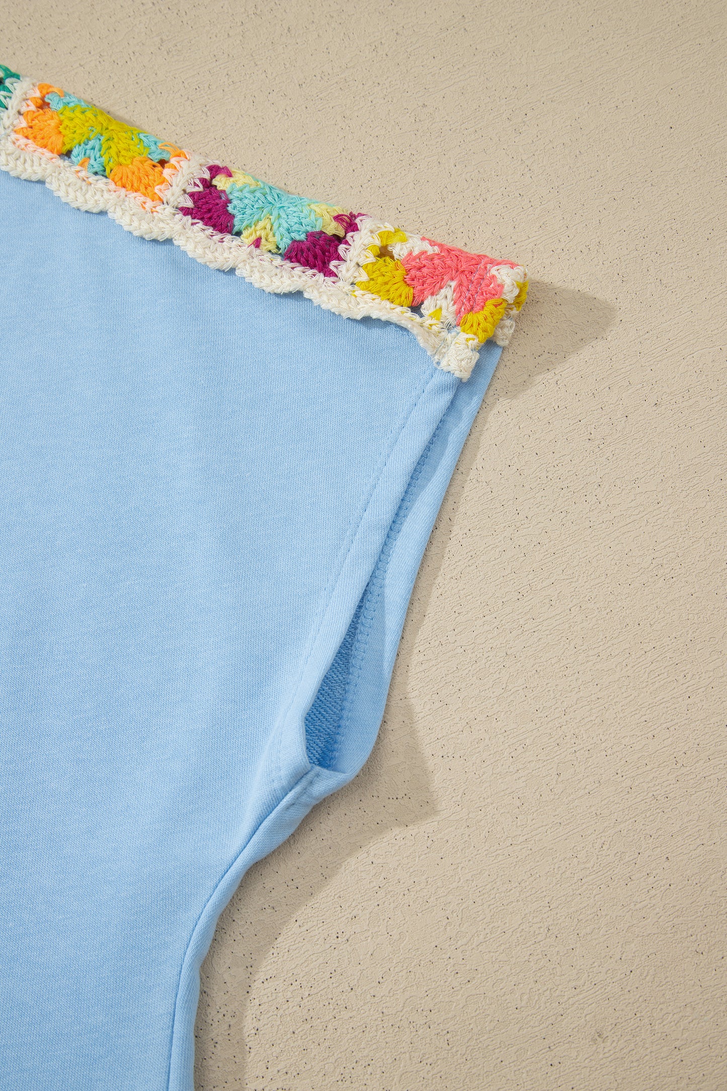 Solid Cotton Short Set Crochet Trim Lounge Outfit