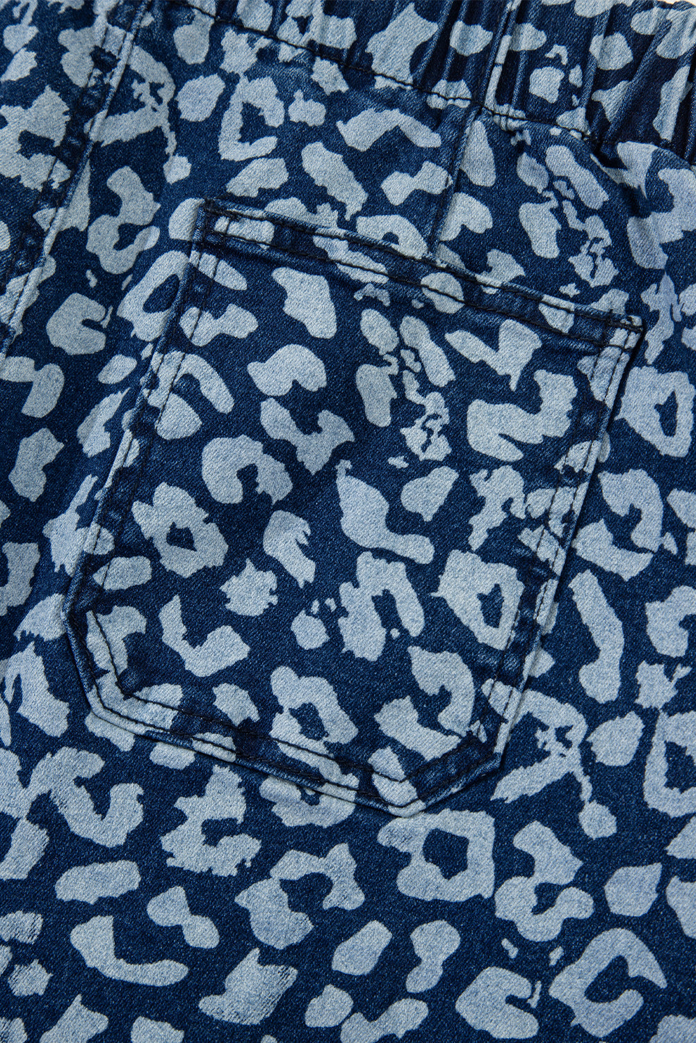 Khaki Leopard Printed Drawstring Waist Pocketed Wide Leg Jeans