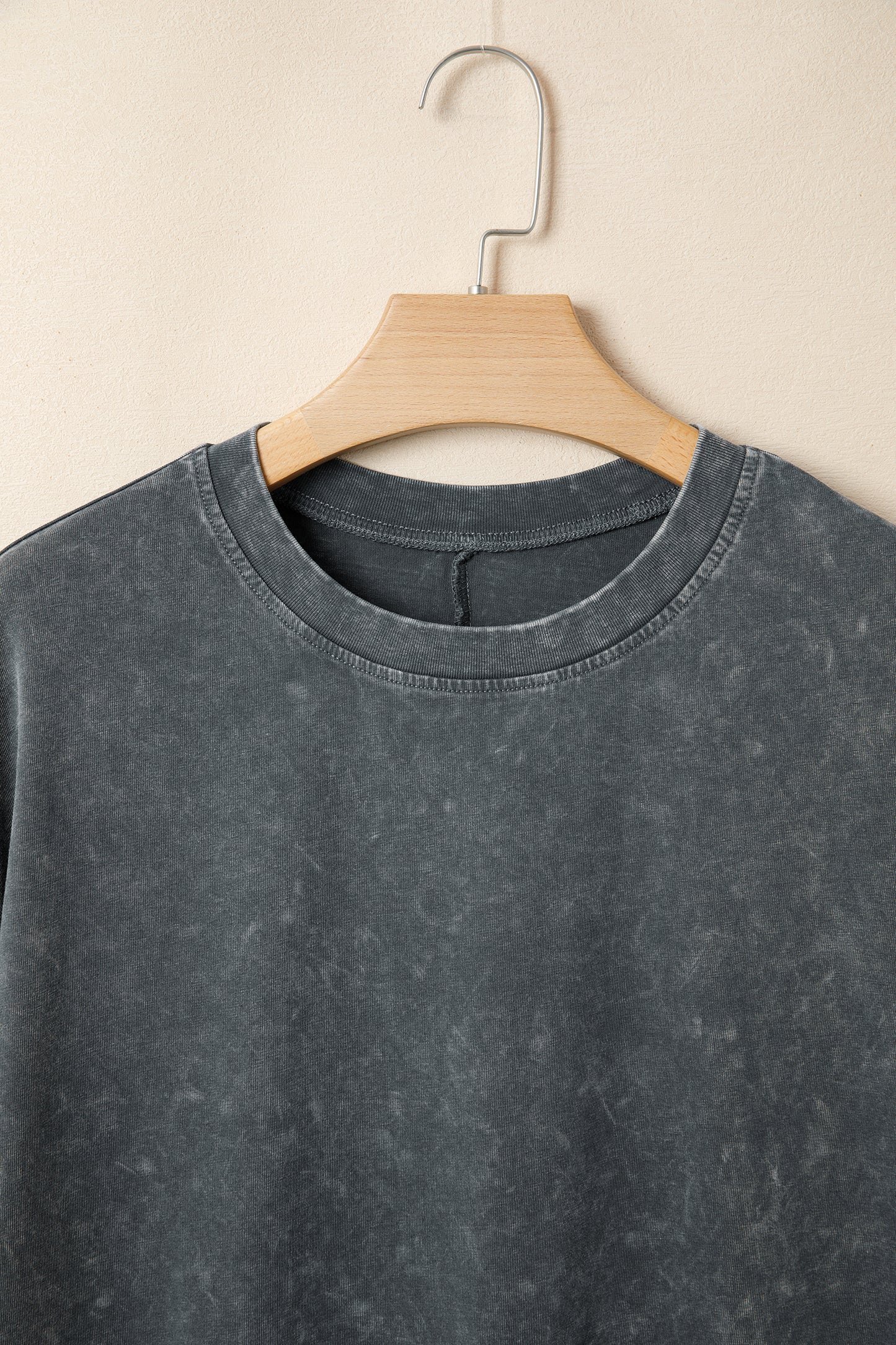 Solid Cotton Tee Vintage Washed Oversized Casual Top