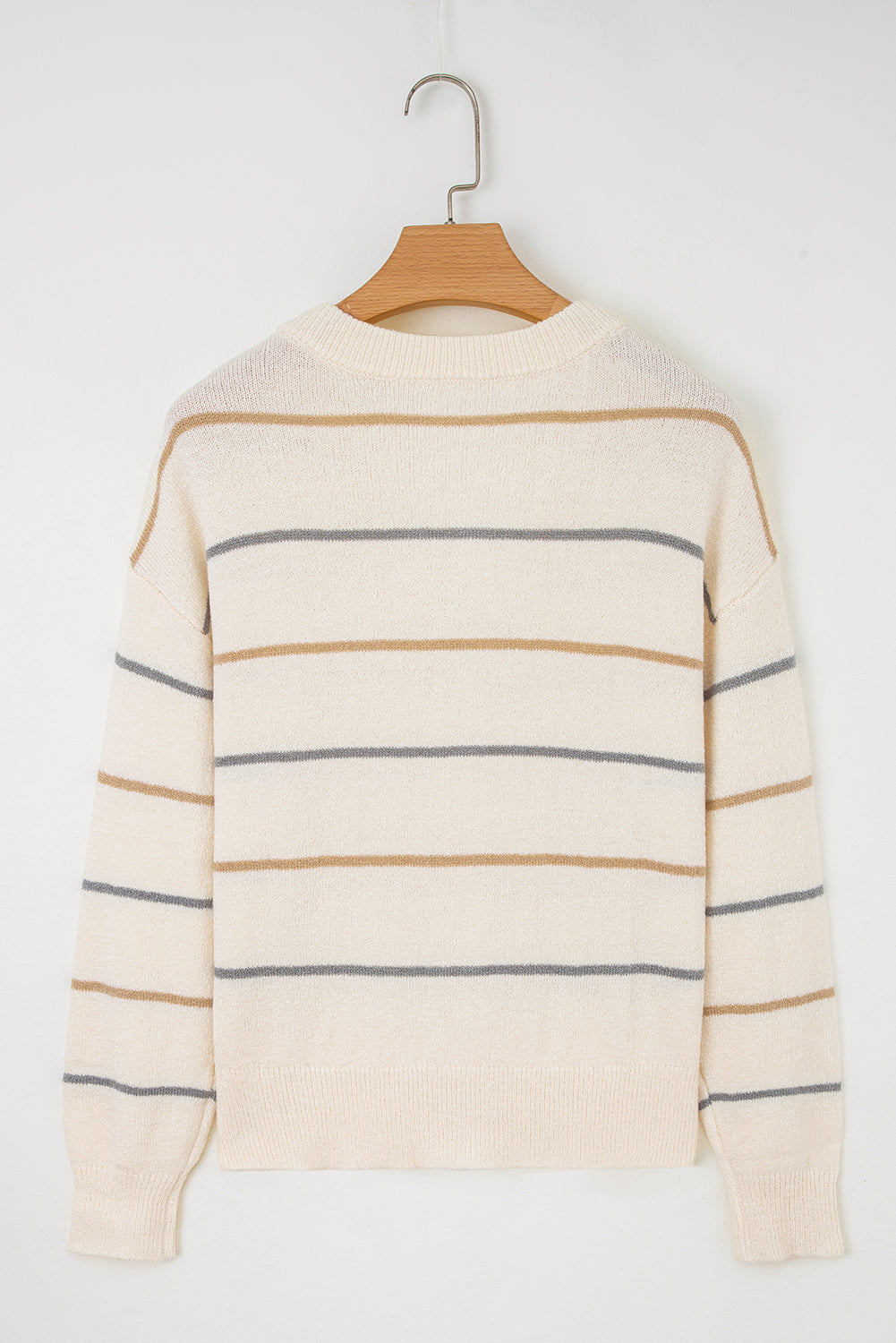 Multicolour Ribbed Edge Drop Shoulder Sweater