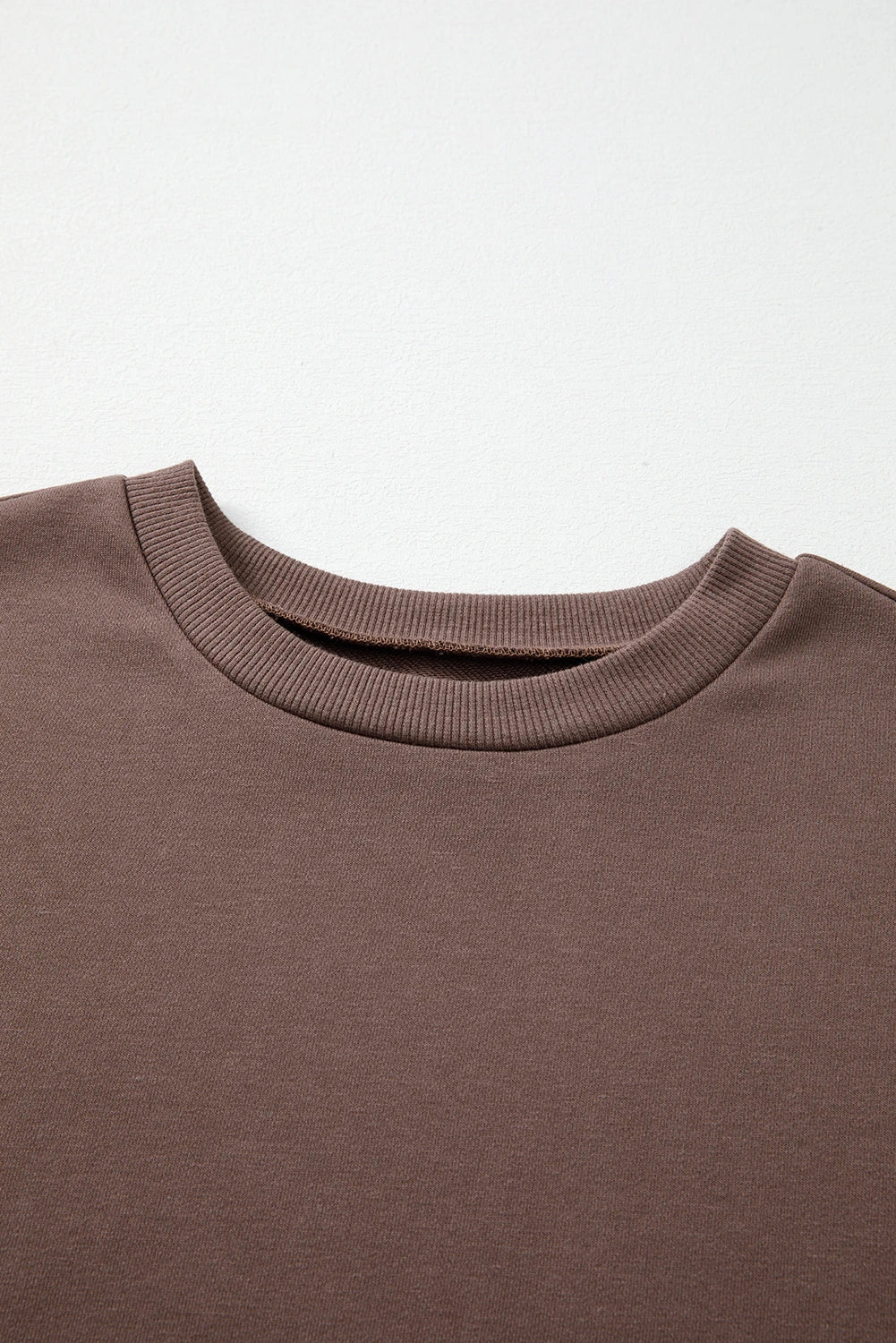 Dark Khaki Color Block Drop Shoulder Pullover Casual Sweatshirt