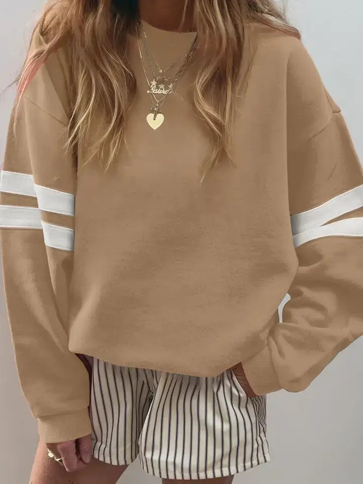 Evergreen Varsity Striped Detail Drop Shoulder Oversized Sweatshirt
